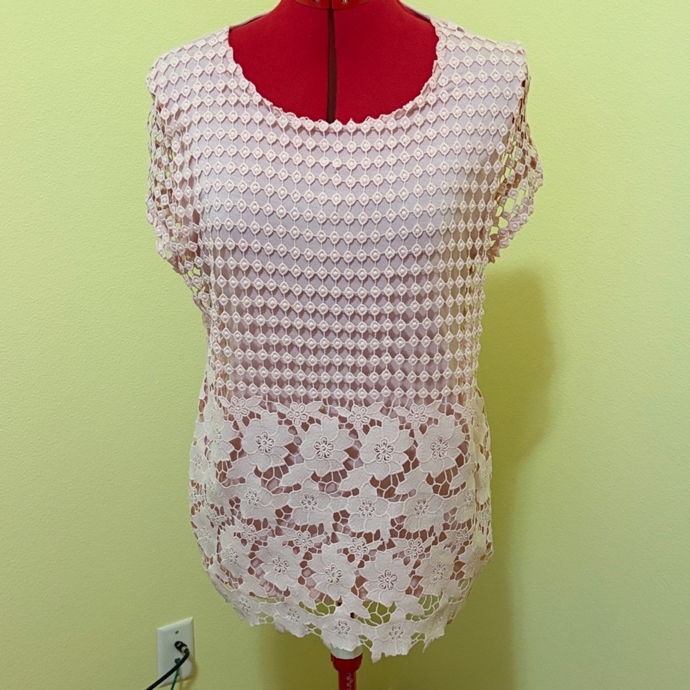 INC International Concepts Pink Lace Blouse